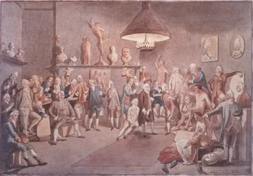De academici van de Koninklijke Academie in Londen, kopie naar een schilderij van Johann Zoffany (1733-1810)