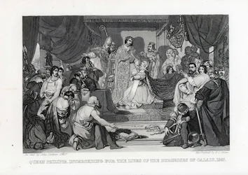 Koningin Philippa die pleit voor de levens van de burgers van Calais, 1347, 1882