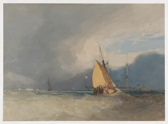 Boten voor de kust, storm op komst