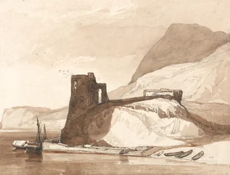 Kustlandschap met een kasteel