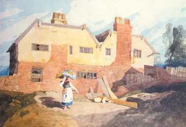 Huisjes met een Wasvrouw (Elm Hill, Norwich) ca. 1808-9