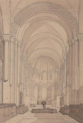 Oostkant van de Abdijkerk van Saint Georges de Bocherville, nabij Rouen, Normandië