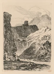Liber Studiorum: Plaat 12, Dolbadern Castle, Llanberris Lake, Noord-Wales, 1838