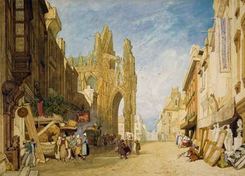 Straatscène in Alençon, Normandië
