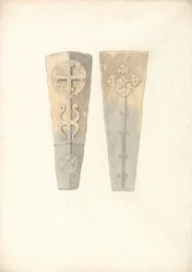 Studies van twee doodskistdeksels uit () Norfolk kerken
