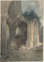 Het oostelijke uiteinde van Rievaulx Abbey, Yorkshire