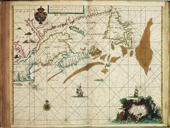 Een kaart van de kust van Amerika van Newfoundland tot Cape Cod