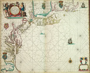 Een kaart van de zeekusten van New England, New Jersey, Virginia, Maryland en Carolina van Cape Cod tot Cape Hatteras