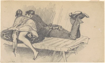 Koppel op een bed, ca. 1874-1877