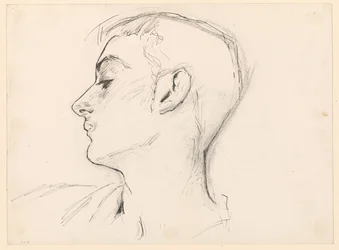 Kop van een jonge man (Albert de Belleroche) in profiel