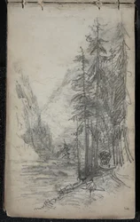 Berglandschap met bomen, 1871-72