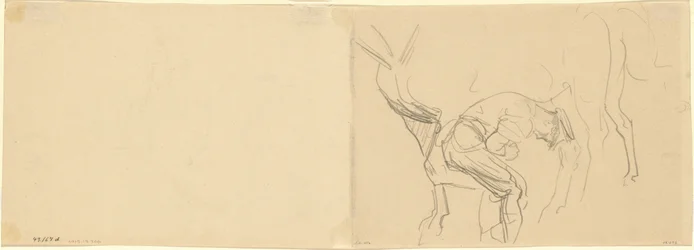Studie voor het beslaan van cavaleriepaarden aan het front (detail)