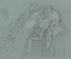 Studie voor de centrale groep in de "Dood van de graaf van Chatham"