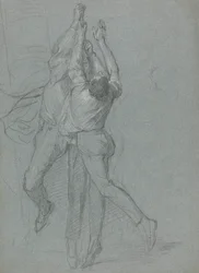 Studie van matrozen die een vlag hijsen voor de overwinning van Lord Duncan