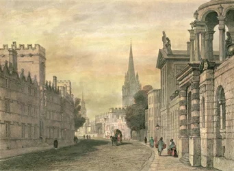 De Hoofdstraat, Oxford, gegraveerd door G. Hollis, 1835