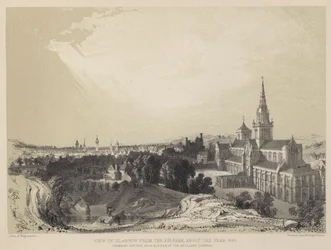 Uitzicht op Glasgow vanaf Fir Park, rond het jaar 1690
