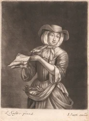 Vrouw die muziek verkoopt