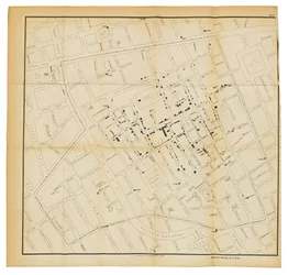 Een kaart uit "Over de wijze van communicatie van cholera", 1855
