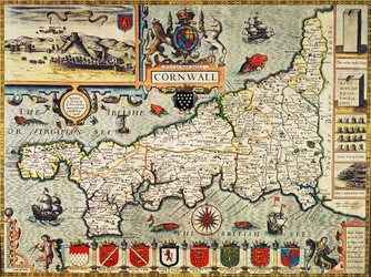 Kaart van Cornwall uit 