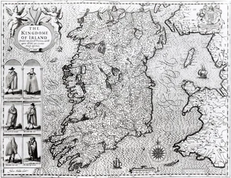 Het Koninkrijk Ierland, gegraveerd door Jodocus Hondius (1563-1612), 