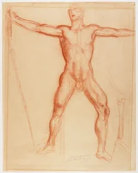 Studie voor de figuur van John Brown in het muurschildering "Tragic Prelude" voor het Kansas Statehouse