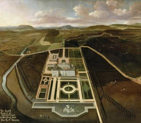 Zuidelijk uitzicht op Hampton Court, Herefordshire, c.1705