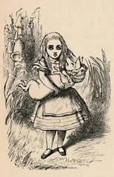 Alice houdt een varken in haar armen