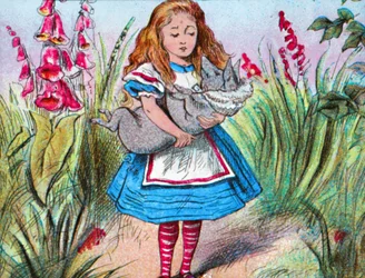 Alice met een varken in haar armen, ca. 1910