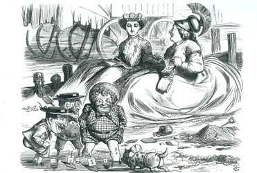 Frankrijk en Groot-Brittannië kijken naar de kinderen (John Bull, Mr Punch en Napoleon III). Dit jaar markeerde 50 jaar vrede tussen Frankrijk en Groot-Brittannië en het begin van de Entente Cordiale. John Tenniel cartoon uit 
