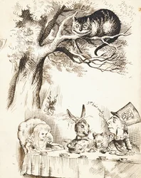 Scène uit Het Theekransje van de Gekke Hoedenmaker, ca. 1865