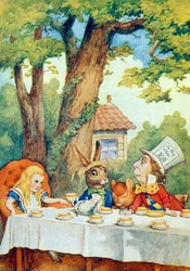 Het Theekransje van de Gekke Hoedenmaker, illustratie uit 