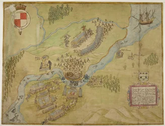 Kleurtekening van de slag bij Ballyshannon