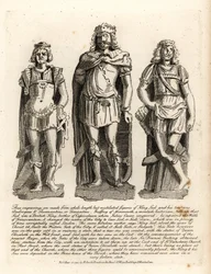 Britse koning Lud en zijn zonen Angrogeus en Theomantius (Temantius), hersteller van de muren van Trinovantum, later Caer Lud of Lud