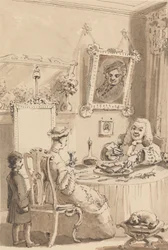 Hogarth drinkt het eerste glas wijn met zijn vrouw - hun honden houden respectvolle afstand