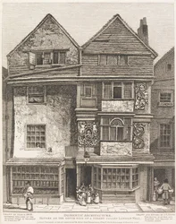 Huizen aan de zuidzijde van een straat genaamd London Wall