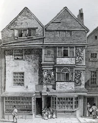 Huizen aan de zuidkant van een straat genaamd London Wall, gepubliceerd in 1812