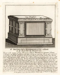Moslim grafmonument in altaarstijl voor Coya Shawsware, of Khwaja Shahsuwar (1582-1626), een koopman en secretaris van Nogdi beg de Perzische ambassadeur, voorheen in St Botolphs, Bishopsgate