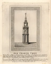 Oud Charing Cross, een van de 12 middeleeuwse Eleanor Kruisen, opgericht in de jaren 1290 tot de verwijdering in 1647
