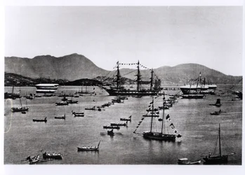 Uitzicht op de haven, Hong Kong, uit 