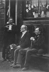 Muurwerkers, ca. 1877 (zwart-wit foto)
