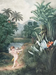 Cupido inspireert planten met liefde, uit de Tempel van Flora (1807) door Robert John Thornton