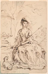 Portret van een dame (Peg Woffington?) als herderin