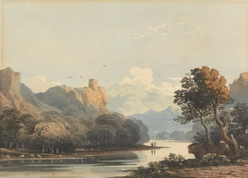 Landschap met een verre toren