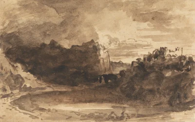 Romantisch Landschap met Kliffen en een Kasteel