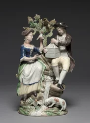 Groep met Vogelkooi, gemaakt door Staffordshire Fabriek, c.1770