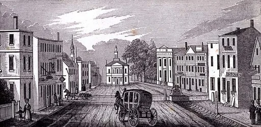 Zuidelijk uitzicht in het centrale deel van Salem, uit Historische Collecties van Massachusetts, door John Warner Barber, gegraveerd door J. Downes, 1939