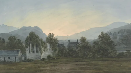 De ruïnes van Cymer Abbey aan de Mawddach-rivier