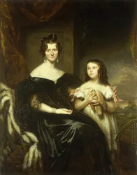 Portret van een elegante dame en haar dochter