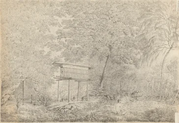 Een Toopapaoo van een Hoofdman, met een Priester die zijn Offer brengt aan de Morai, in Huoheine