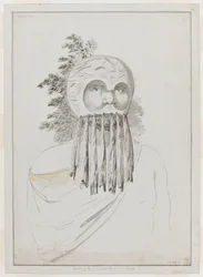 Een man van de Sandwich-eilanden in een masker.